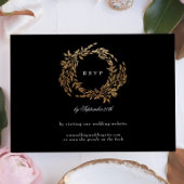 Premium Onyx Black Wappen Classic Wedding Website RSVP Karte