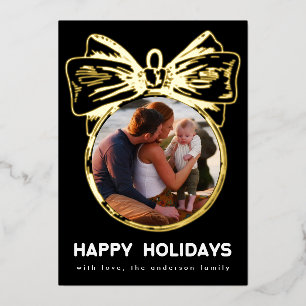 Premium Onyx Golden Multi Foto Ornament Happy Folien Feiertagskarte