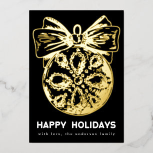 Premium Onyx Golden Ornament Foto Glücklich Folien Feiertagskarte