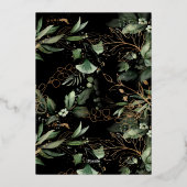 Premium Onyx Real Gold Eukalyptus Wreath Wedding Folieneinladung (Rückseite)