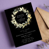 Premium Onyx Real Gold Eukalyptus Wreath Wedding Folieneinladung