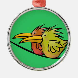 Premium-Ornament, 2 Vögel auf einem Draht Ornament Aus Metall