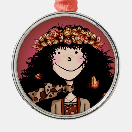 Premium-Ornament, Herbstmädchen Ornament Aus Metall (Vorne)