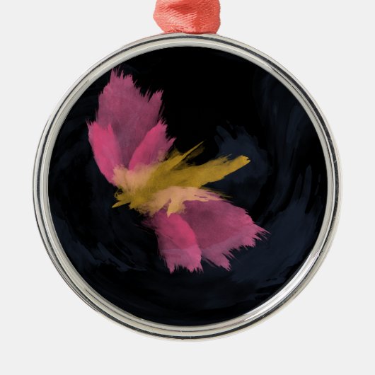 Premium-Ornament, Mitternachtsflugfarbe Silbernes Ornament (Vorne)