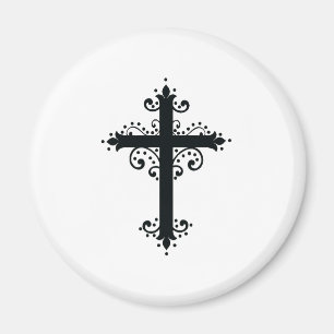 Premium-Ornamentales geschnitztes Kreuz-Kunstwerk Magnet