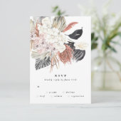 Premium Pampas Grass Blume Tropisch Elegant Schwar RSVP Karte (Stehend Vorderseite)