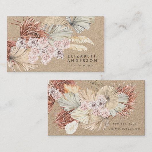 Premium Pampas Original Kraft Moderner Designer Visitenkarte (Vorne/Hinten)