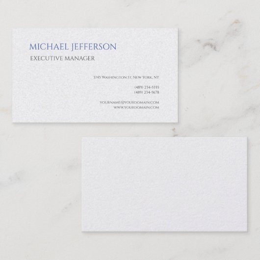 Premium Pearl Modern Elegant Simple Blue White Visitenkarte (Vorne/Hinten)