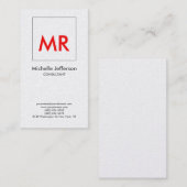 Premium Pearl Red White Elegante Einmaliges Monogr Visitenkarte (Vorne/Hinten)