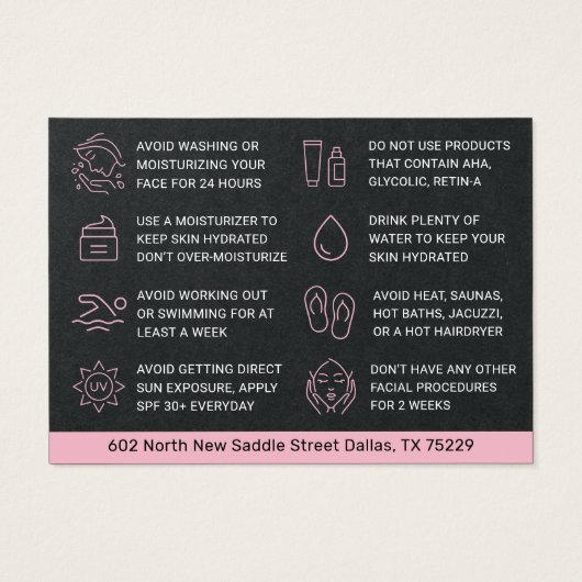 Premium Pink BB Glow Facial After Care Card (Rückseite)