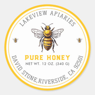 Premium Pure Honey Jar Labels Maßgeschneiderte Runder Aufkleber