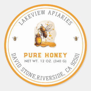 Premium Pure Honey Jar Labels Maßgeschneiderte Runder Aufkleber