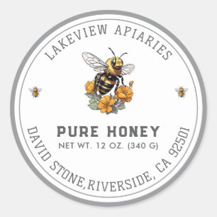 Premium Pure Honey Jar Labels Maßgeschneiderte Runder Aufkleber