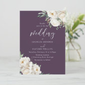 Premium Purple & White Floral Wedding Einladung (Stehend Vorderseite)