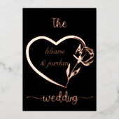 Premium Real Gold Elegante Monogram Black Foil in Folieneinladung (Vorderseite)