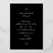 Premium Real Gold Elegante Monogram Black Foil in Folieneinladung (Rückseite)