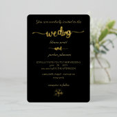 Premium Real Gold Elegante Monogram Black Foil Inv Folieneinladung (Stehend vorne)