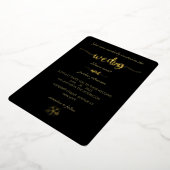 Premium Real Gold Elegante Monogram Black Foil Inv Folieneinladung (Gedreht)