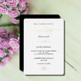 Premium Real Gold Elegante Monogram White Foil Inv Folieneinladung