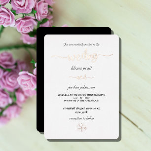 Premium Real Gold Elegante Monogram White Foil Inv Folieneinladung