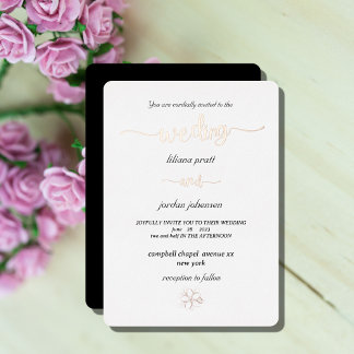 Premium Real Gold Elegante Monogram White Foil Inv Folieneinladung