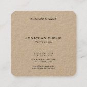 Premium Real Kraft Paper Monogram Template Modern Quadratische Visitenkarte (Rückseite)
