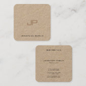 Premium Real Kraft Paper Monogram Template Modern Quadratische Visitenkarte (Vorne/Hinten)