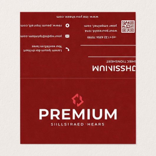 Premium Red Business Visitenkarten (Außenseite Aufgefaltet)