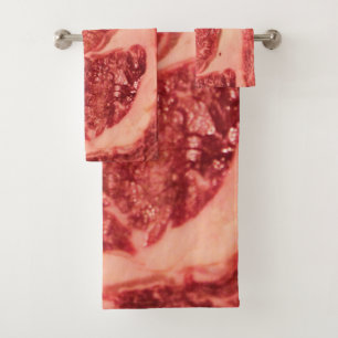 Premium rohes rotes Fleisch Mramoriertes Steak M Badhandtuch Set
