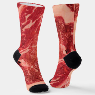 Premium rohes rotes Fleisch Mramoriertes Steak M Socken