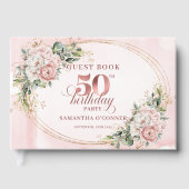 Premium Rose Gold Floral 50th Birthday Guestbook Gästebuch (Vorderseite)