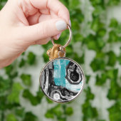 Premium Round Large Surface Current Abstract Flow Schlüsselanhänger (Hand)