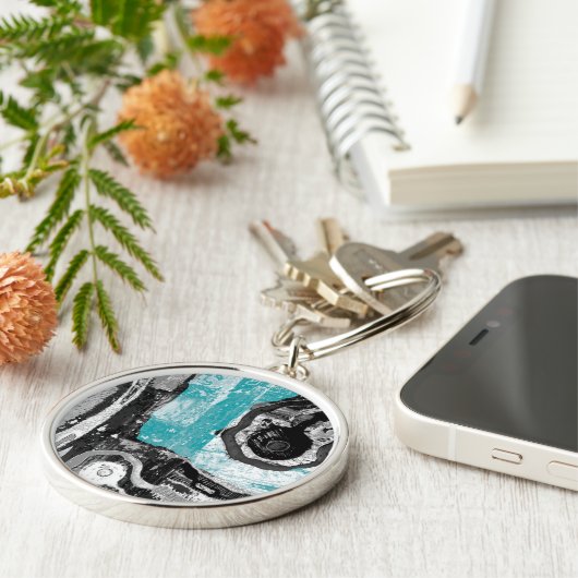 Premium Round Large Surface Current Abstract Flow Schlüsselanhänger (Seite)