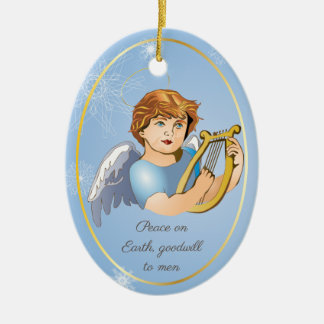 Premium Round Ornament, Angel Boy Keramik Ornament