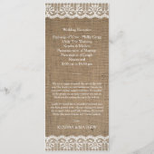 Premium Rustic Burlap Lace Wedding Programme 4x9,2 (Rückseite)