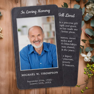 Premium Rustic Memorial Foto Beerdigungskarte