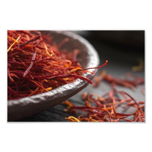 Premium Saffron Threads Extreme Macro Close Up Lux Fotodruck (Vorne)