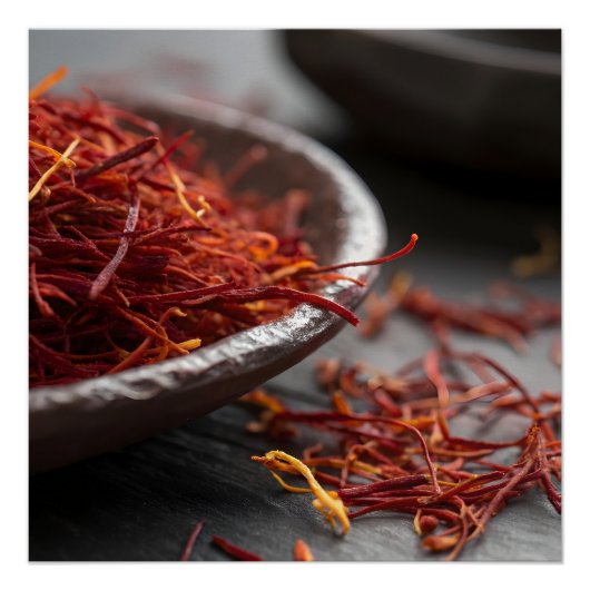 Premium Saffron Threads Extreme Macro Close Up Lux Poster (Vorderseite)
