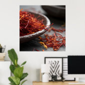 Premium Saffron Threads Extreme Macro Close Up Lux Poster (Heimbüro)