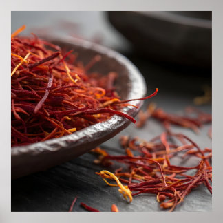 Premium Saffron Threads Extreme Macro Close Up Lux Poster