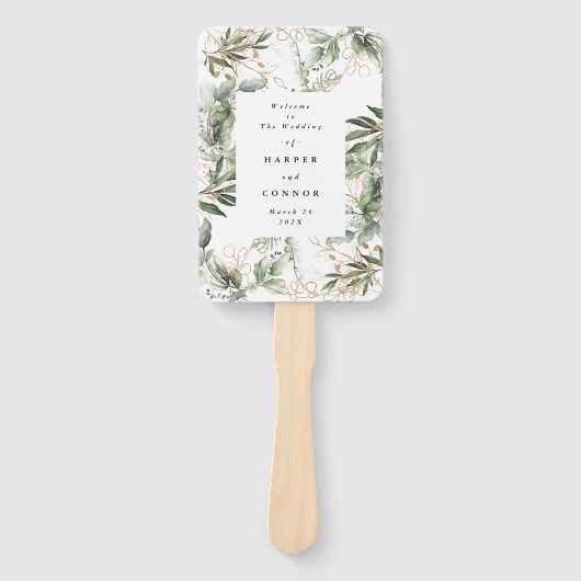 Premium Sage Modern Eukalyptus Green Wedding Fächer (Vorderseite)