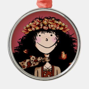 Premium-Schmuck, Herbstmädchen Ornament Aus Metall