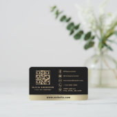 Premium-Schwarz-Gold-Branding-QR-Code Visitenkarte (Stehend Vorderseite)