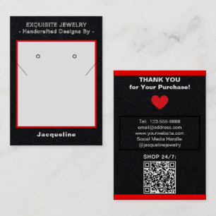 Premium Schwarz Rot Halskette Ohrringe QR  Visitenkarte