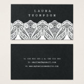 Premium Schwarz-weiß Lace Ladys Business Cards (Vorne & Hinten)