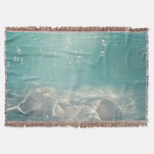 Premium Seafoam Green Seashell Art Print Decke (Vorderseite)