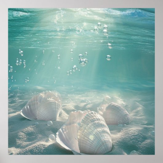Premium Seafoam Green Seashell Art Print Poster (Vorne)