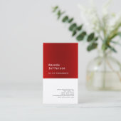 Premium Seide Minimalistisch Beruflich Rot Weiß Visitenkarte (Stehend Vorderseite)
