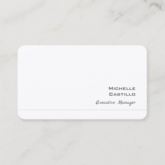 Premium Seide Schlicht Weiblich Minimalistisch Wei Visitenkarte (Vorderseite)