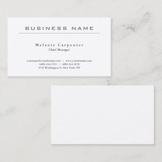 Premium Seide Weiß Minimalistisch Moderne Schlicht Visitenkarte (Vorne/Hinten)